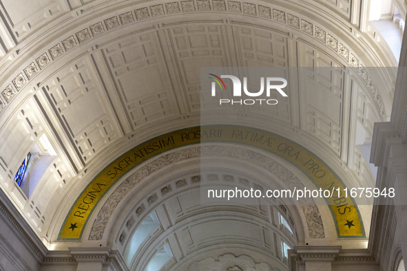 In Lisbon, Portugal, on October 17, 2024, a general view inside the Basilica of Fatima in Portugal shows Fatima becoming a pilgrimage destin...