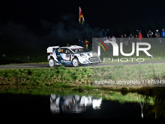 Driver Jourdan Serderidis and co-driver Frederic Miclotte of the M-Sport Ford WRT, Ford Puma Rally1 Hybrid, face the first day of the race d...