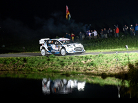 Driver Jourdan Serderidis and co-driver Frederic Miclotte of the M-Sport Ford WRT, Ford Puma Rally1 Hybrid, face the first day of the race d...