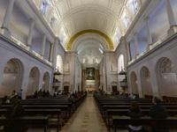 In Lisbon, Portugal, on October 17, 2024, a general view inside the Basilica of Fatima in Portugal shows Fatima becoming a pilgrimage destin...