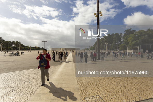 In Lisbon, Portugal, on October 17, 2024, a person walks near the chapel of the Sanctuary of Fatima. Fatima becomes a pilgrimage destination...