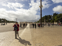 In Lisbon, Portugal, on October 17, 2024, a person walks near the chapel of the Sanctuary of Fatima. Fatima becomes a pilgrimage destination...