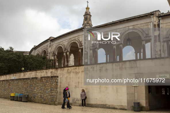 A general view outside the Basilica of Fatima in Lisbon, Portugal, on October 17, 2024. Fatima becomes a pilgrimage destination for migrants...