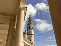 A general view outside the Basilica of Fatima in Lisbon, Portugal, on October 17, 2024. Fatima becomes a pilgrimage destination for migrants...