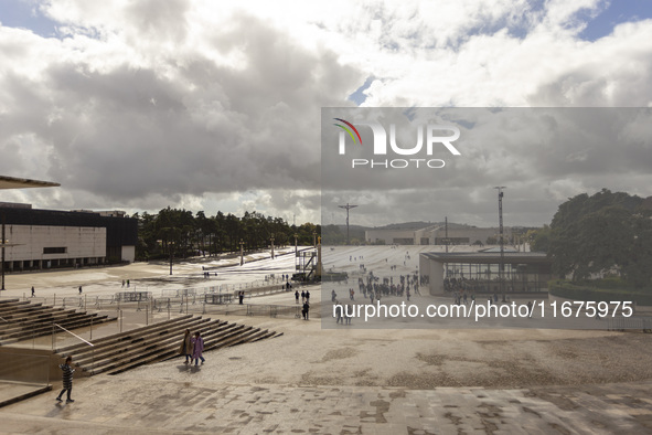 A general view outside the Basilica of Fatima in Lisbon, Portugal, on October 17, 2024. Fatima becomes a pilgrimage destination for migrants...