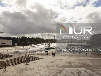 A general view outside the Basilica of Fatima in Lisbon, Portugal, on October 17, 2024. Fatima becomes a pilgrimage destination for migrants...