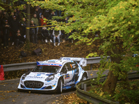 Driver Jourdan Serderidis and co-driver Frederic Miclotte of the M-Sport Ford WRT, Ford Puma Rally1 Hybrid, face the first day of the race d...