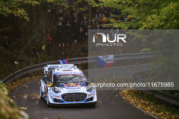 Driver Adrien Fourmaux and co-driver Alexandre Coria of the team M-Sport Ford World Rally Team Ford Puma Rally1 Hybrid face the first day of...