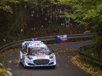 Driver Adrien Fourmaux and co-driver Alexandre Coria of the team M-Sport Ford World Rally Team Ford Puma Rally1 Hybrid face the first day of...