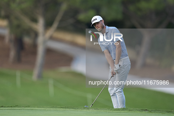 Jesper Svensson of Sweden approaches his ball on the 14th green on day one of the Estrella Damm N.A. Andalucia Masters 2024 at Real Club de...