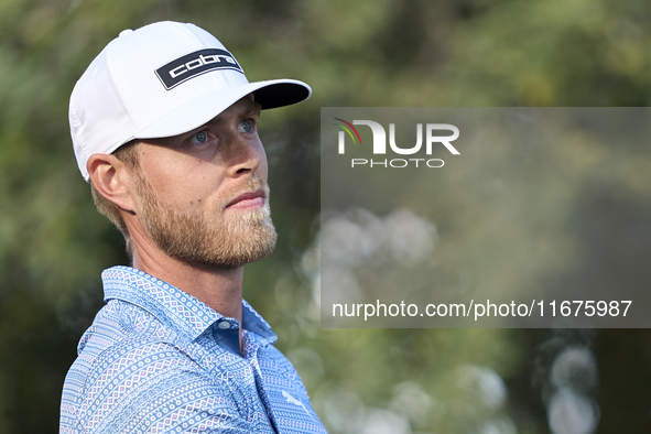 Jesper Svensson of Sweden tees off on the 15th hole on day one of the Estrella Damm N.A. Andalucia Masters 2024 at Real Club de Golf Sotogra...