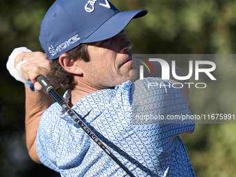 Nacho Elvira of Spain tees off on the 15th hole on day one of the Estrella Damm N.A. Andalucia Masters 2024 at Real Club de Golf Sotogrande...