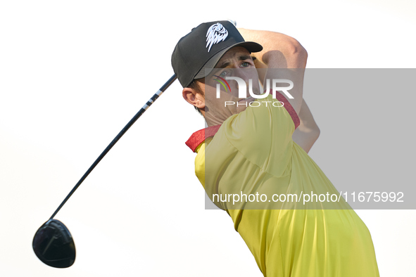 David Puig of Spain tees off on the 15th hole on day one of the Estrella Damm N.A. Andalucia Masters 2024 at Real Club de Golf Sotogrande in...