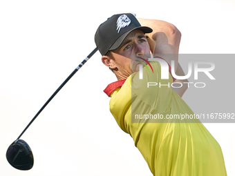 David Puig of Spain tees off on the 15th hole on day one of the Estrella Damm N.A. Andalucia Masters 2024 at Real Club de Golf Sotogrande in...