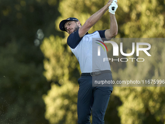 Laurie Canter of England plays his second shot on the 15th hole on day one of the Estrella Damm N.A. Andalucia Masters 2024 at Real Club de...