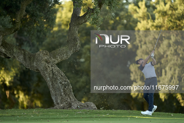 Laurie Canter of England plays his second shot on the 15th hole on day one of the Estrella Damm N.A. Andalucia Masters 2024 at Real Club de...