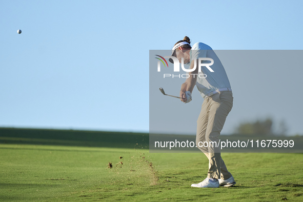 Marcel Siem of Germany plays his second shot on the 15th hole on day one of the Estrella Damm N.A. Andalucia Masters 2024 at Real Club de Go...