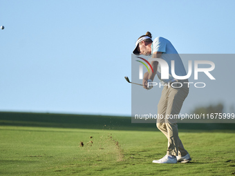 Marcel Siem of Germany plays his second shot on the 15th hole on day one of the Estrella Damm N.A. Andalucia Masters 2024 at Real Club de Go...