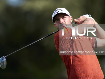 Frederic Lacroix of France tees off on the 12th hole on day one of the Estrella Damm N.A. Andalucia Masters 2024 at Real Club de Golf Sotogr...