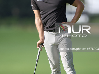 Niklas Norgaard of Denmark waits to play on the 14th hole on day one of the Estrella Damm N.A. Andalucia Masters 2024 at Real Club de Golf S...