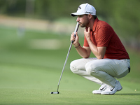 Frederic Lacroix of France studies his shot on the 14th green on day one of the Estrella Damm N.A. Andalucia Masters 2024 at Real Club de Go...