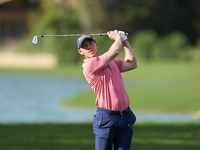 Grant Forrest of Scotland plays his second shot on the 14th hole on day one of the Estrella Damm N.A. Andalucia Masters 2024 at Real Club de...