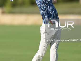 Alexander Knappe of Germany plays his second shot on the 14th hole on day one of the Estrella Damm N.A. Andalucia Masters 2024 at Real Club...