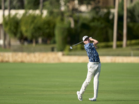 Alexander Knappe of Germany plays his second shot on the 14th hole on day one of the Estrella Damm N.A. Andalucia Masters 2024 at Real Club...