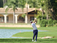 Edoardo Molinari of Italy plays his second shot on the 14th hole on day one of the Estrella Damm N.A. Andalucia Masters 2024 at Real Club de...