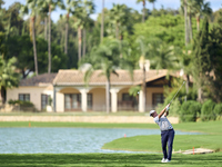 Edoardo Molinari of Italy plays his second shot on the 14th hole on day one of the Estrella Damm N.A. Andalucia Masters 2024 at Real Club de...