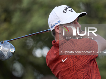 Frederic Lacroix of France tees off on the 15th hole on day one of the Estrella Damm N.A. Andalucia Masters 2024 at Real Club de Golf Sotogr...