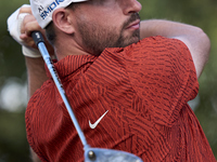 Frederic Lacroix of France tees off on the 15th hole on day one of the Estrella Damm N.A. Andalucia Masters 2024 at Real Club de Golf Sotogr...