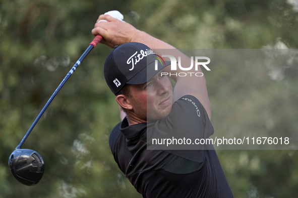 Niklas Norgaard of Denmark tees off on the 15th hole on day one of the Estrella Damm N.A. Andalucia Masters 2024 at Real Club de Golf Sotogr...