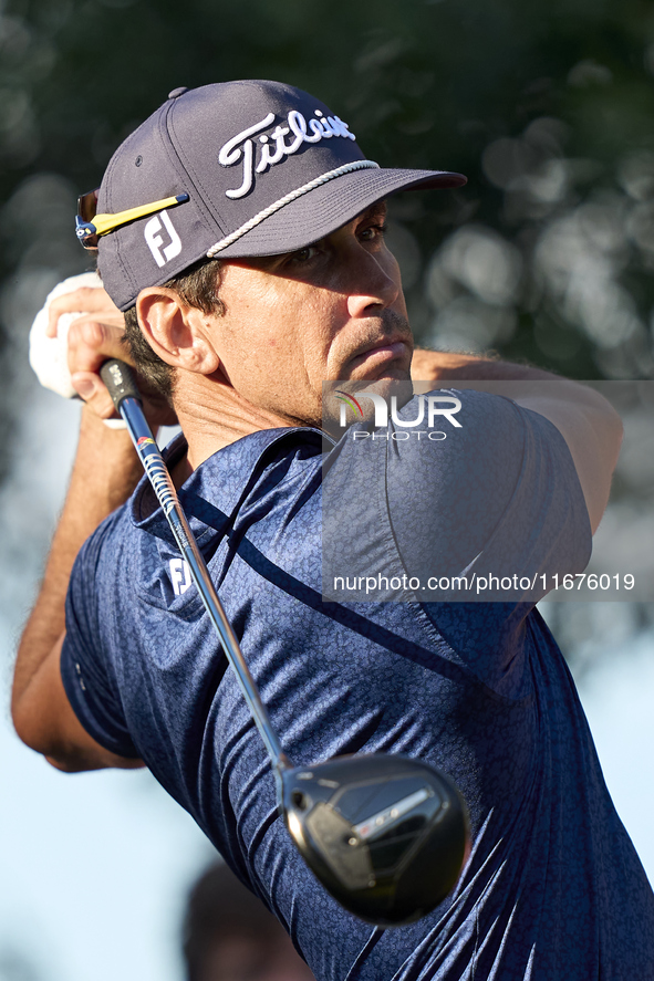 Rafa Cabrera Bello of Spain tees off on the 15th hole on day one of the Estrella Damm N.A. Andalucia Masters 2024 at Real Club de Golf Sotog...