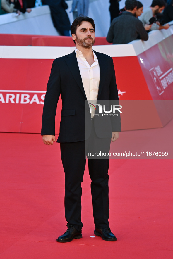 Guglielmo Favilla attends the ''U.S. Palmese'' red carpet during the 19th Rome Film Festival at Auditorium Parco Della Musica in Rome, Italy...