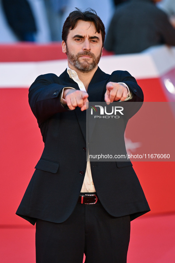 Guglielmo Favilla attends the ''U.S. Palmese'' red carpet during the 19th Rome Film Festival at Auditorium Parco Della Musica in Rome, Italy...