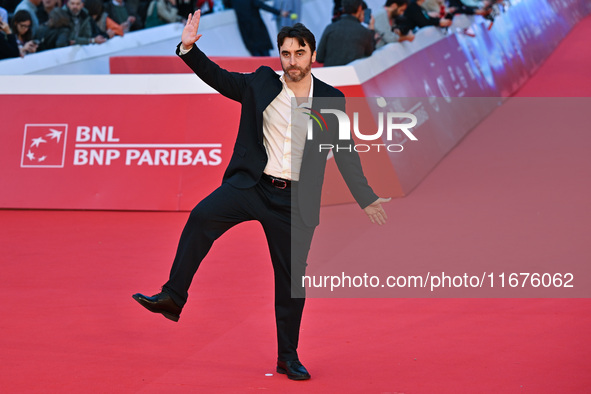 Guglielmo Favilla attends the ''U.S. Palmese'' red carpet during the 19th Rome Film Festival at Auditorium Parco Della Musica in Rome, Italy...