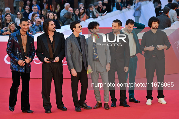 (L-R) Giuseppe Futia, Mario Russo, Luca Attadia, Salvatore Costa, Antonio Di Turi, Adriano Fedele, and a guest attend the ''U.S. Palmese'' r...