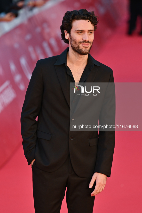 Leo Ferrari attends the ''U.S. Palmese'' red carpet during the 19th Rome Film Festival at Auditorium Parco Della Musica in Rome, Italy, on O...