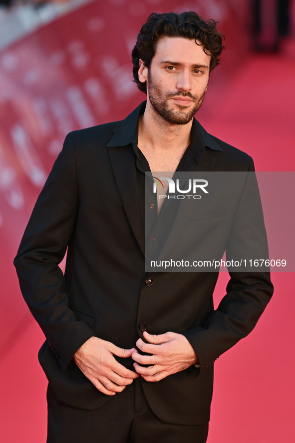 Leo Ferrari attends the ''U.S. Palmese'' red carpet during the 19th Rome Film Festival at Auditorium Parco Della Musica in Rome, Italy, on O...