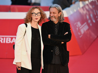 Carmen Giardina and Roberto Pischiutta attend the ''U.S. Palmese'' red carpet during the 19th Rome Film Festival at Auditorium Parco Della M...