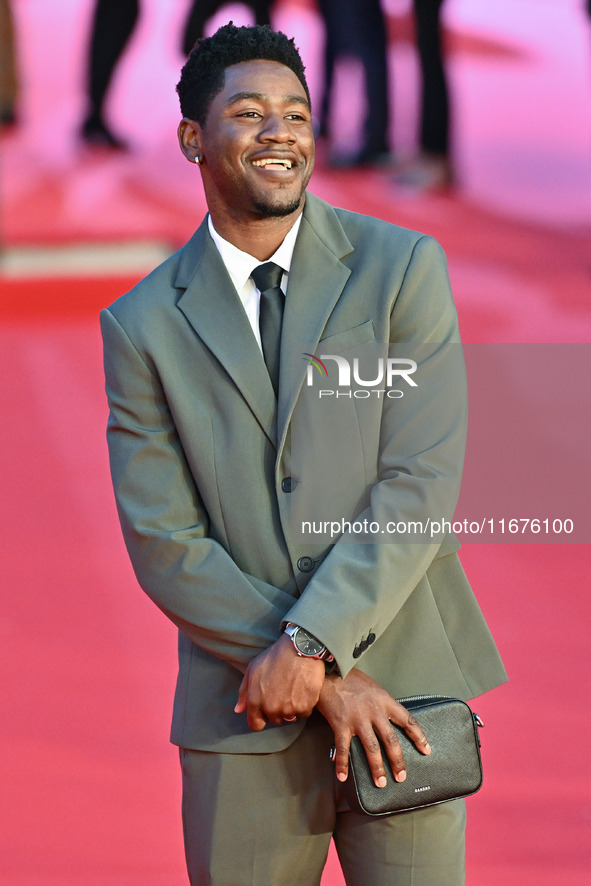 Blaise Afonso attends the ''U.S. Palmese'' red carpet during the 19th Rome Film Festival at Auditorium Parco Della Musica in Rome, Italy, on...