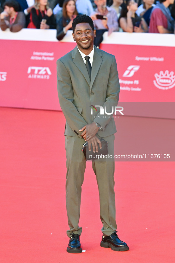 Blaise Afonso attends the ''U.S. Palmese'' red carpet during the 19th Rome Film Festival at Auditorium Parco Della Musica in Rome, Italy, on...