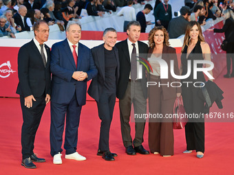 (L-R) Maurizio Compagnoni, Paolo Condo, Alessandro Bonan, a guest, Vanessa Leonardi, and Marina Presello of SKY attend the ''U.S. Palmese''...