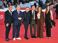 (L-R) Maurizio Compagnoni, Paolo Condo, Alessandro Bonan, a guest, Vanessa Leonardi, and Marina Presello of SKY attend the ''U.S. Palmese''...