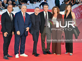 (L-R) Maurizio Compagnoni, Paolo Condo, Alessandro Bonan, a guest, Vanessa Leonardi, and Marina Presello of SKY attend the ''U.S. Palmese''...