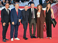 (L-R) Maurizio Compagnoni, Paolo Condo, Alessandro Bonan, a guest, Vanessa Leonardi, and Marina Presello of SKY attend the ''U.S. Palmese''...