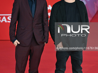 Antonio Manetti and Marco Manetti attend the ''U.S. Palmese'' red carpet during the 19th Rome Film Festival at Auditorium Parco Della Musica...