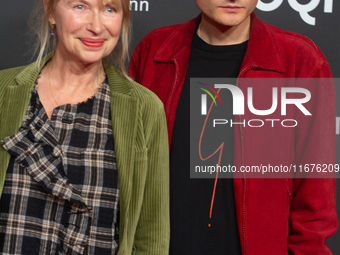 Therese Hamer, a German actress, and Joscha Baltha, a German actor, stand on the red carpet during the opening of the Cologne Film Festival...