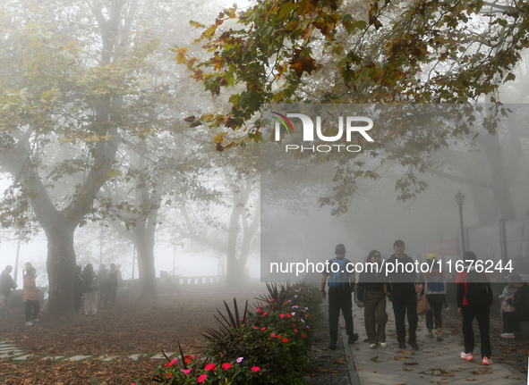 A sea of clouds is seen on Lushan Mountain, a World Cultural Heritage site, in Jiujiang, Jiangxi province, China, on October 17, 2024. 